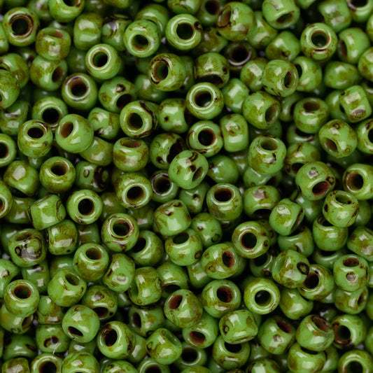 6/0 Toho Seed Beads #Y321 Op Mint Green Picasso 8-9g Vial