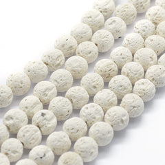 6mm Lava White (Natural/Bleached) Beads 15-16" Strand