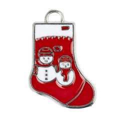 1" Christmas Stocking Metal Charm 5/pk