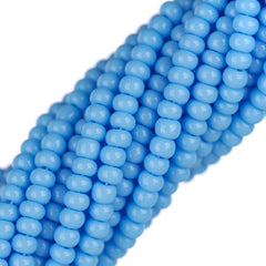 11/0 Czech Seed Beads #34907 Opaque Light Blue 6 Strand Hank