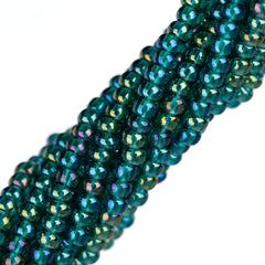 11/0 Czech Seed Beads #34950 Transparent Teal Green AB 6 Strand Hank