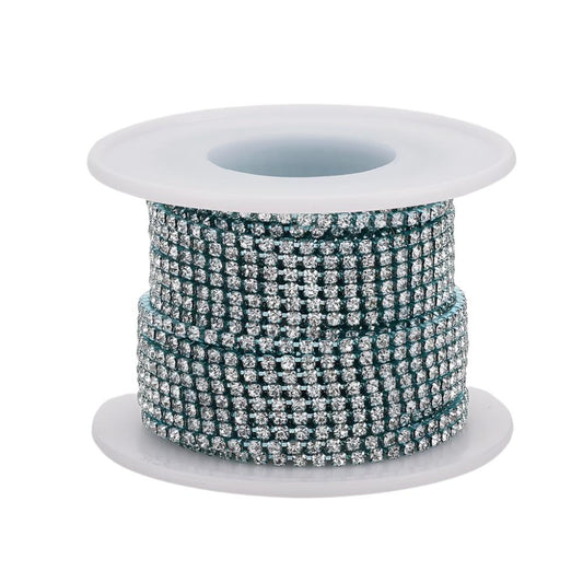 Metal 2mm Pale Turquoise Rhinestone Banding 10yd/pk