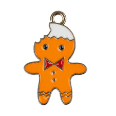 1" Gingerbread Man Enamel Metal Charm 5/pk