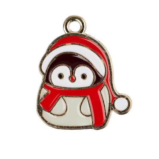 Penguin Enamel Pendant 21x17mm 5/pk