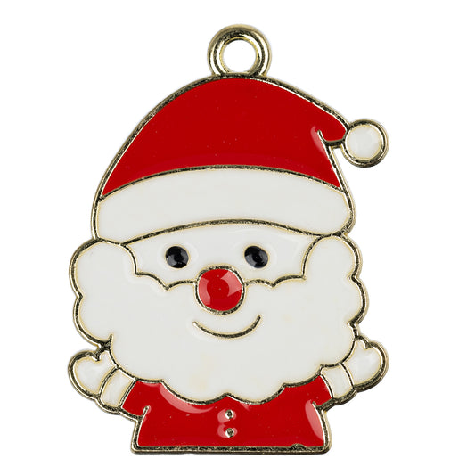 Santa Claus Enamel Pendant 26x20mm 5/pk