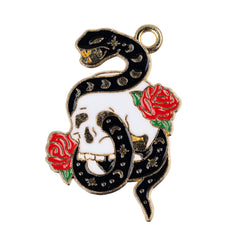 1" Snake / Skull Enamel Metal Charm 5/pk