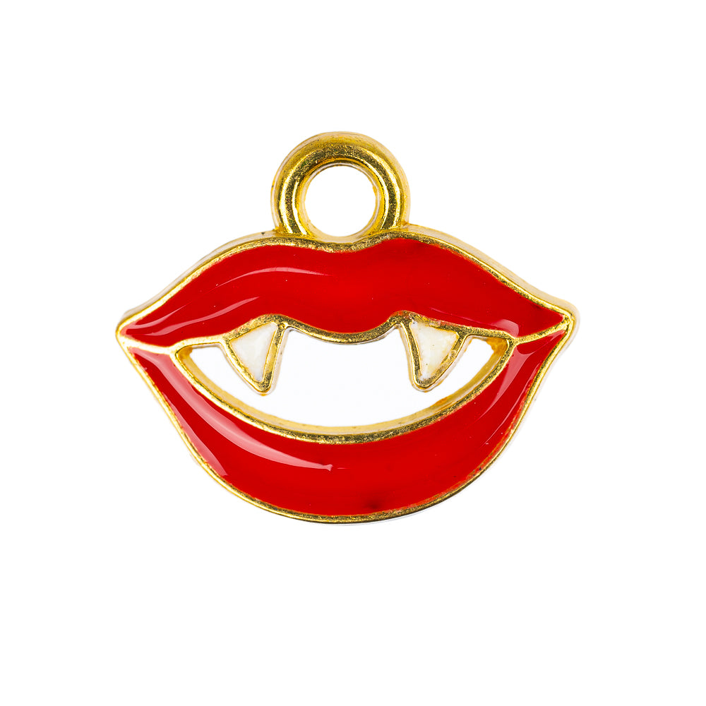 1/2" Vampire Lips Enamel Metal Charm 10/pk