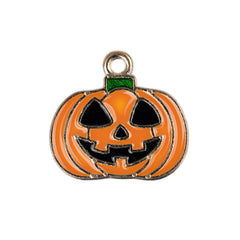 7/8" Pumpkin Enamel Metal Charm 5/pk