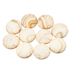 Resin Cabochons, Round 18mm Matte Marble Cream 10/pk