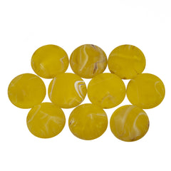 Resin Cabochons, Round 18mm Matte Marble Lemon Yellow 10/pk