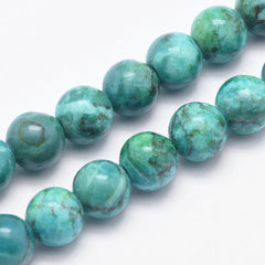 10mm Marble Dark Cyan (Natural/Dyed) Beads 15-16" Strand