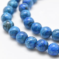 Marble Royal Blue Beads 10mm Round (Natural/Dyed) 15-16" Strand