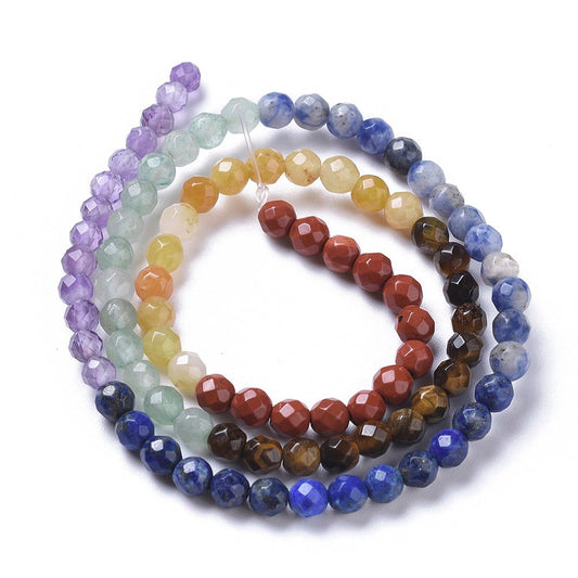 Chakra Mixed Beads 4mm Faceted (Natural) 15-16" Strand