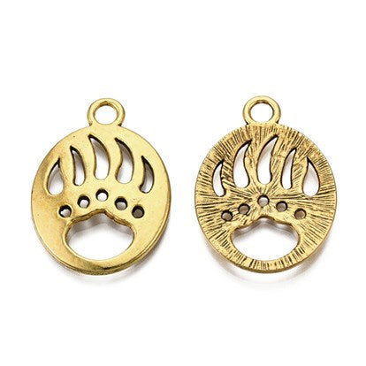Bear Paw Pendant 30x22mm Antique Gold 5/pk