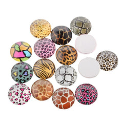 Glass Cabochons, 12mm Animal Print 10/pk