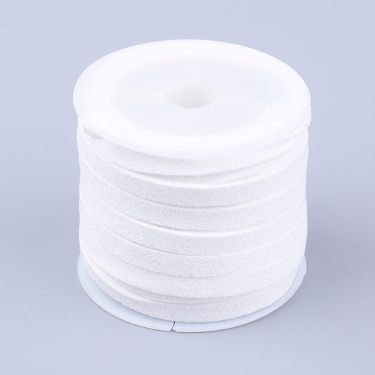 Faux Suede 5mm Lace 5m White