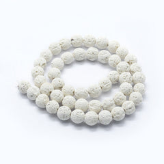 6mm Lava White (Natural/Bleached) Beads 15-16" Strand