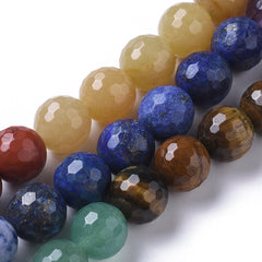 Chakra Mixed Beads 10mm Faceted (Natural) 15-16" Strand