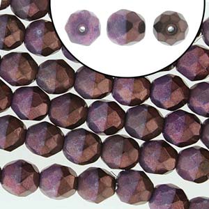 Fire Polished 6mm Duet Purple Vega 25/Strand