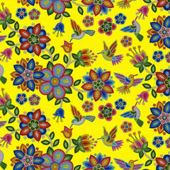 #640 Hummingbird Yellow 100% Cotton  - Price Per Half Yard