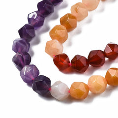 Chakra Mixed Beads 6mm Star Cut (Natural) 15-16" Strand