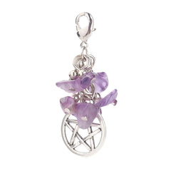 1 3/4" Pentagram Amethyst Chips Pendant 1/pk