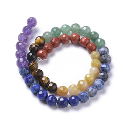 Chakra Mixed Beads 8mm Faceted (Natural) 15-16" Strand