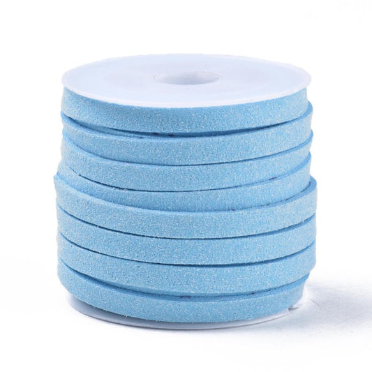 Faux Suede 5mm Lace 5m Deep Sky Blue