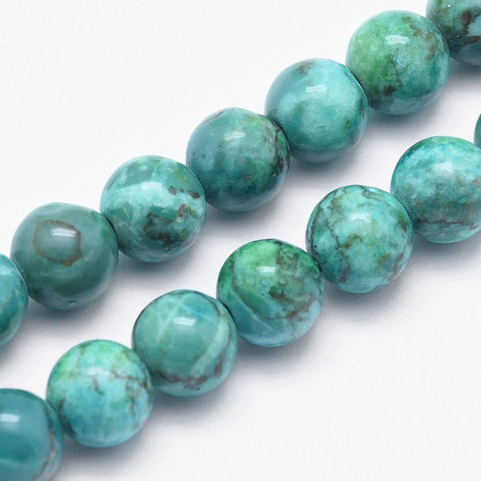 Marble Dark Cyan Beads 6mm Round (Natural/Dyed) 15-16" Strand