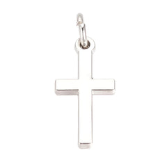 3/4" Nickel Cross Metal Charm 1/pk