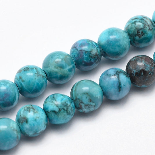 Marble Dark Turquoise Beads 8mm Round (Natural/Dyed) 15-16" Strand