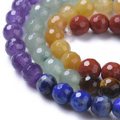 6mm Chakra Mix (Natural) Faceted Beads 15-16" Strand