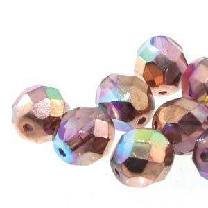 Fire Polished 4mm Light Amethyst Copper Rainbow 40/Strand