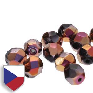 Fire Polished 8mm Jet Full Sliperit 20/Strand