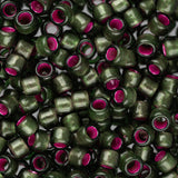 8/0 Toho Seed Beads #2204 Silver Lined Pink Frosted Olivine 8-9g Vial