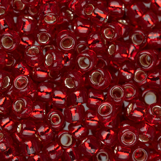 8/0 Toho Seed Beads #25C Silver Lined Ruby 8-9g Vial