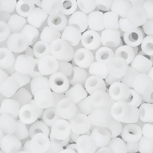 8/0 Toho Seed Beads #41F Opaque Frosted White 8-9g Vial