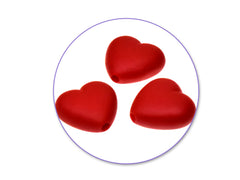 Acrylic Heart Beads 20g Matte Red