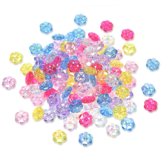 Flower Shaped Acylic Beads 10mm Multi Mix 28g