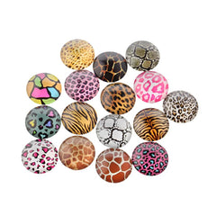 Glass Cabochons, 12mm Animal Print 10/pk