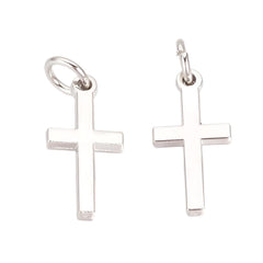 3/4" Nickel Cross Metal Charm 1/pk