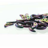 *Czech Crescent Beads Jet Iris Purple 5g Vial