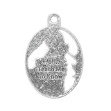 Howling Wolf Pendant 1.1″ Antique Silver 5/pk