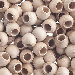 8x6.5mm Natural Round Wood Beads 50/pk