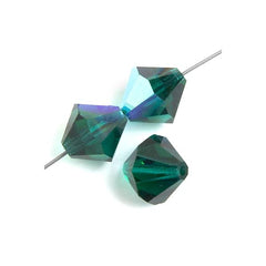 4mm Emerald AB Preciosa Bicone Each