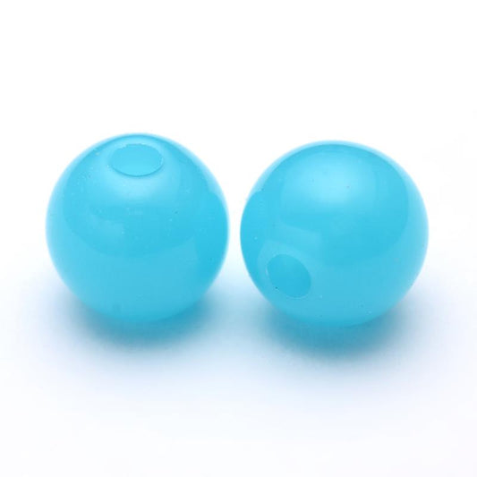 6mm Round Plastic Beads 100/pk - Neon Blue
