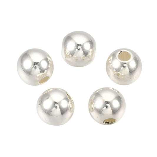 Round Plastic Beads 8mm Metallic Silver 100/pk