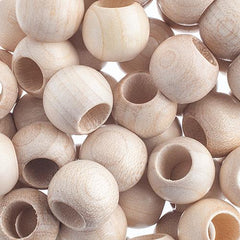 12x9.8mm Natural Round Wood Beads 25/pk