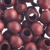 12x9.8mm Mahogany Round Wood Beads 25/pk