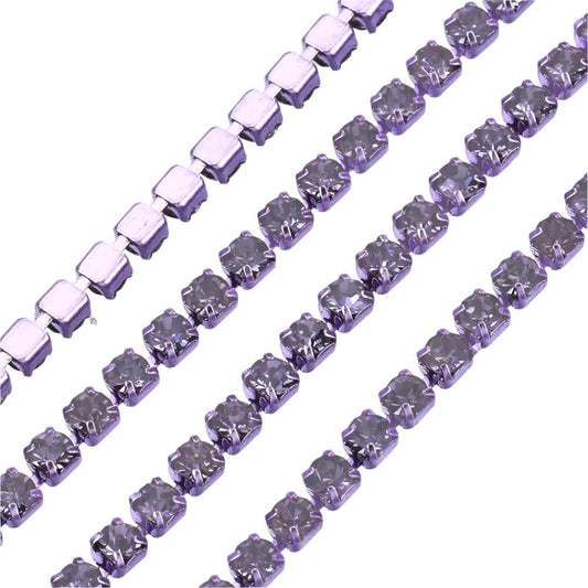 Metal 2mm Tanzanite Rhinestone Banding by the Yard